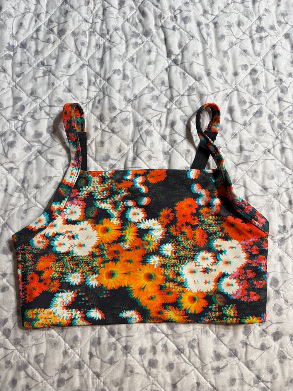 Aerie Floral bra with Orange & Black blur Print XS